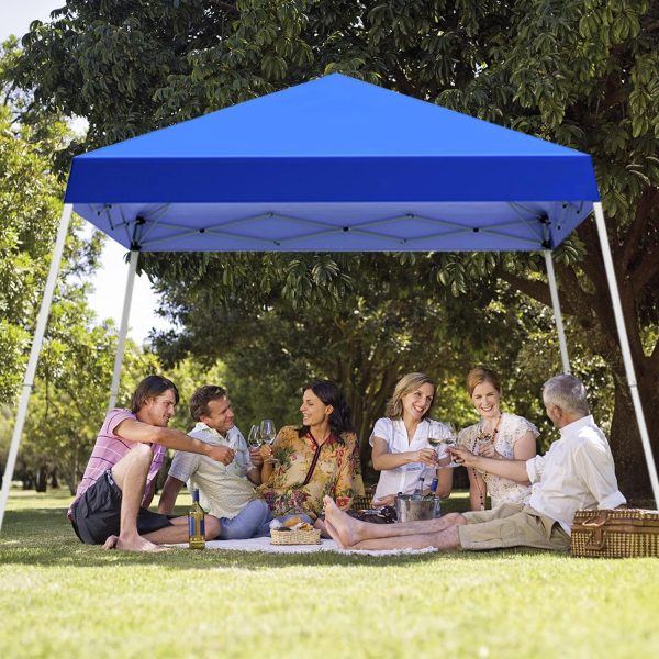 Canopy Tent, 10X10 FT Pop Up Canopy Outdoor Instant Tent Slant Legs with Carrying Bag, Portable Gazebo Shelter for Patio Deck Garden and Beach - 8X8 FT Canopy Cover (Blue) - Image 5