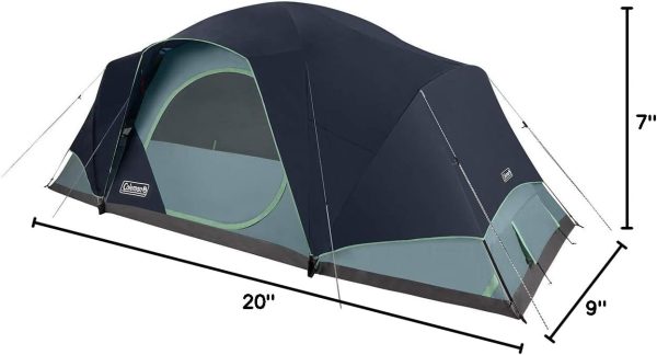 Coleman Skydome XL Family Camping Tent, 8/10/12 Person Dome Tent with 5 Minute Setup, Includes Rainfly, Carry Bag, Storage Pockets, Ventilation, and Weatherproof Liner, Blue Nights - Image 10