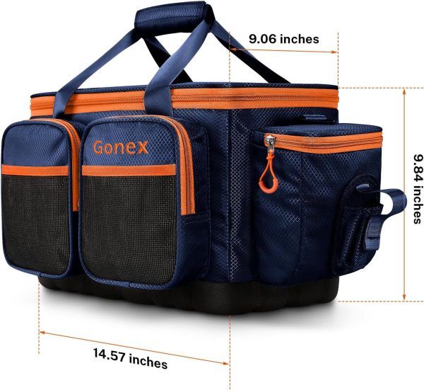 Gonex Fishing Tackle Bag, Water-Resistant Polyester Material Fishing Tackle Storage Bag with Padded Shoulder Strap and Non-Slip Base Suitable for 3600 3700 Tackle Box, Blue - Image 2