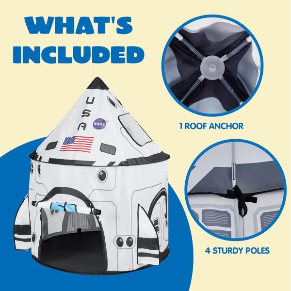 JOYIN Rocket Ship Play Tent Pop up Play Tent Kids Indoor Outdoor Spaceship Playhouse Tent Set - Image 8