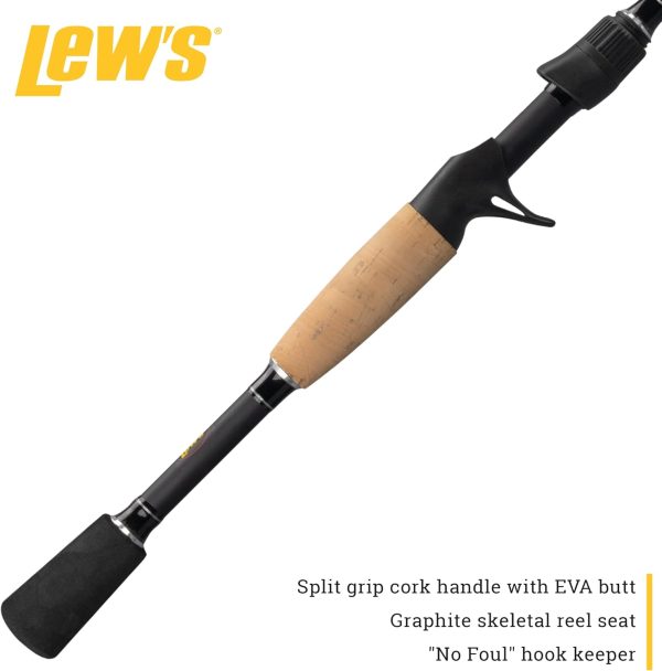 Lew's Laser SG1 Casting Fishing Rod, IM6 Graphite Blank, Stainless Steel Guides, Split-Grip Cork Handle, Black - Image 4