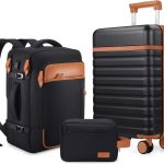UKEIN Luggage Sets 3 Piece, Carry On Luggage 20 Inch With Spinner Wheels,PC Hardside Suitcase Set with TSA Lock,Durable Carry On Suitcase With Travel Backpack for Men Women
