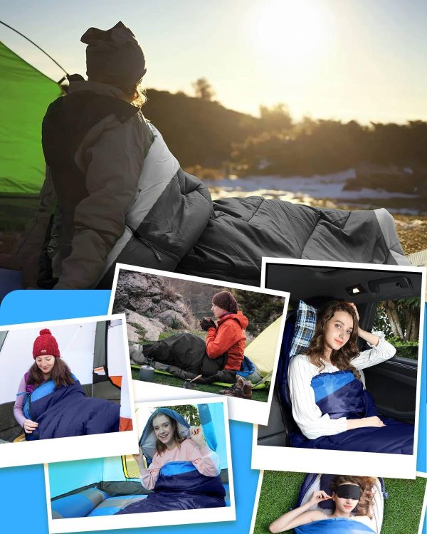 Rantizon Sleeping Bags for Adults Backpacking Lightweight Waterproof- Cold/Warm Weather Sleeping Bag for Mens Kids Boys Girls Camping Essentials Hiking Outdoor Travel Hunting with Compression Bags - Image 7