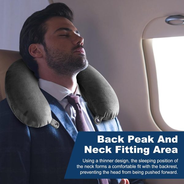 Travel Pillow Memory Foam Neck Pillow Support Pillow,Luxury Compact & Lightweight Quick Pack for Camping Sleeping Rest Cushion (Grey) - Image 6