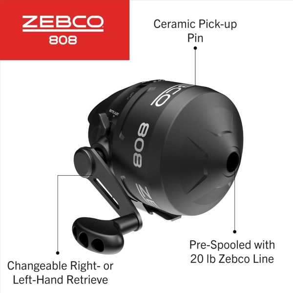 Zebco 808 Spincast Reel and Fishing Rod Combo, 7-Foot Durable Z-Glass Rod with Extended EVA Rod Handle, Quickset Anti-Reverse with Bite Alert, Pre-spooled with 20-Pound Cajun Fishing Line, Black - Image 3