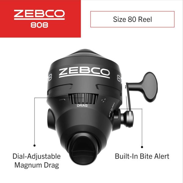 Zebco 808 Spincast Reel and Fishing Rod Combo, 7-Foot Durable Z-Glass Rod with Extended EVA Rod Handle, Quickset Anti-Reverse with Bite Alert, Pre-spooled with 20-Pound Cajun Fishing Line, Black - Image 4